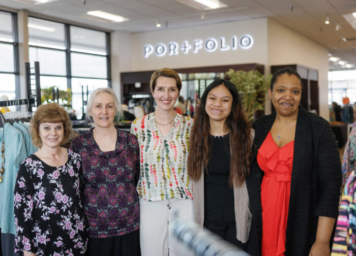The owner and staff of Portfolio Women's Size-inclusive Clothing and Dress Shop in Anchorage, AK